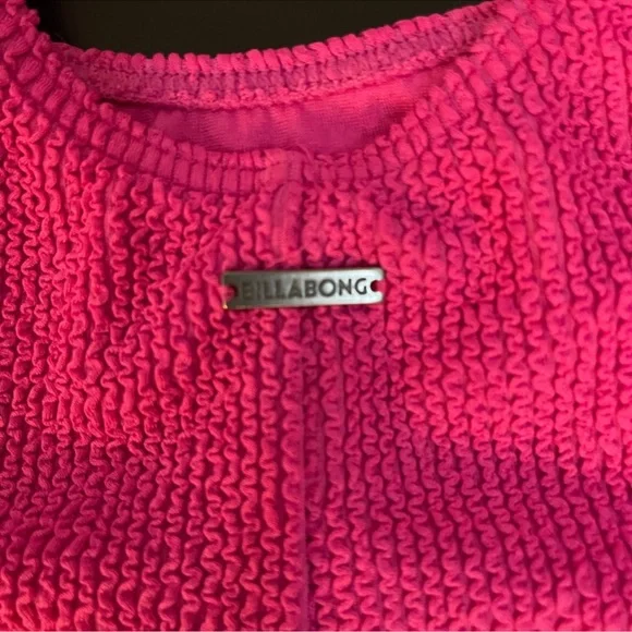 Billabong Summer High Crop Tank Crinkle Ribbed Hike Bikini Set Bubblegum Pink